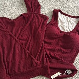 2Pcs Set Wide Rib Scoop Brami Tank & Surplice Top - Ancora